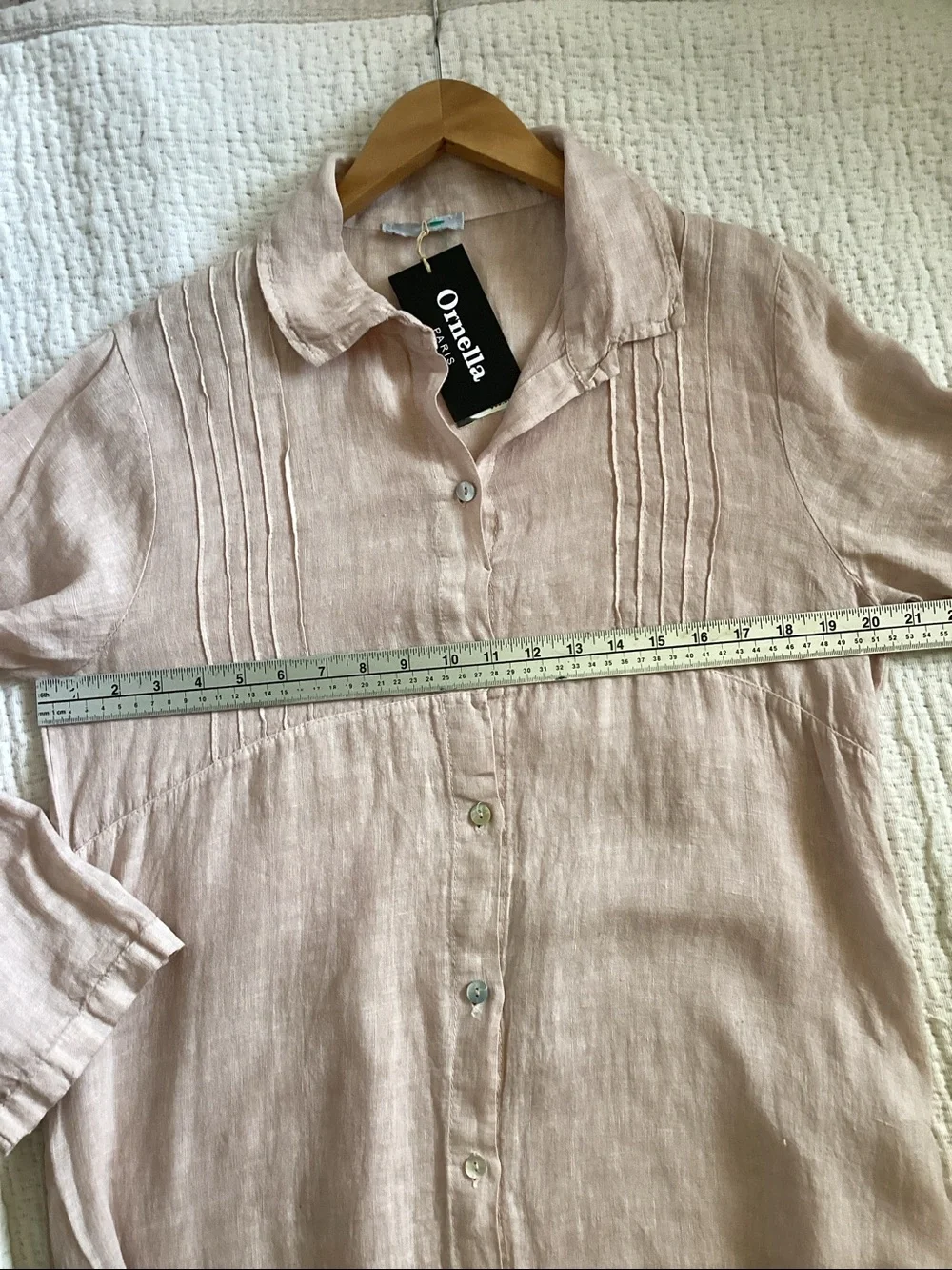 Ella Light Pink Button-Front Linen Shirt Dress - Picture 4 of 5